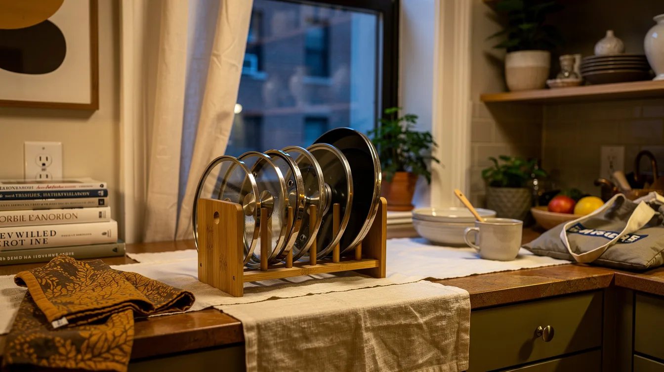 Stand Pot Lids Upright With Bamboo