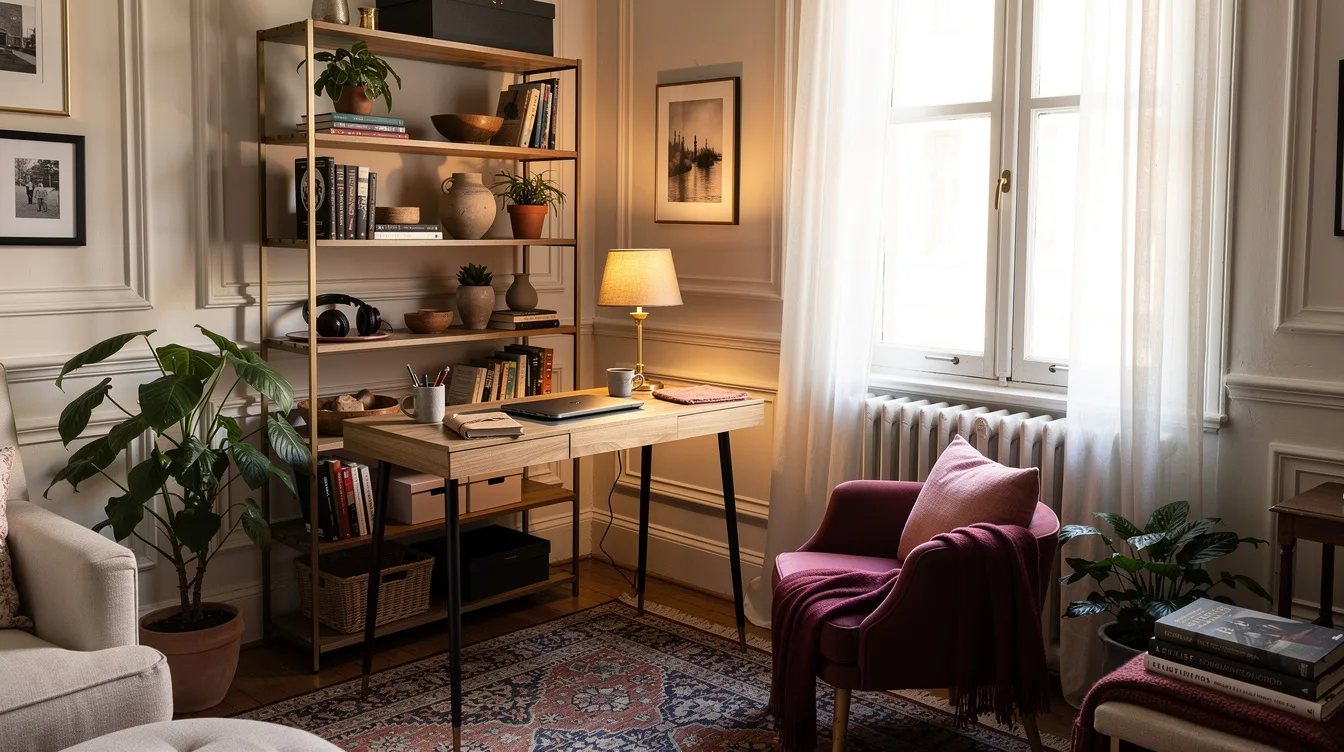 Pair the Desk With Tall Narrow Shelving