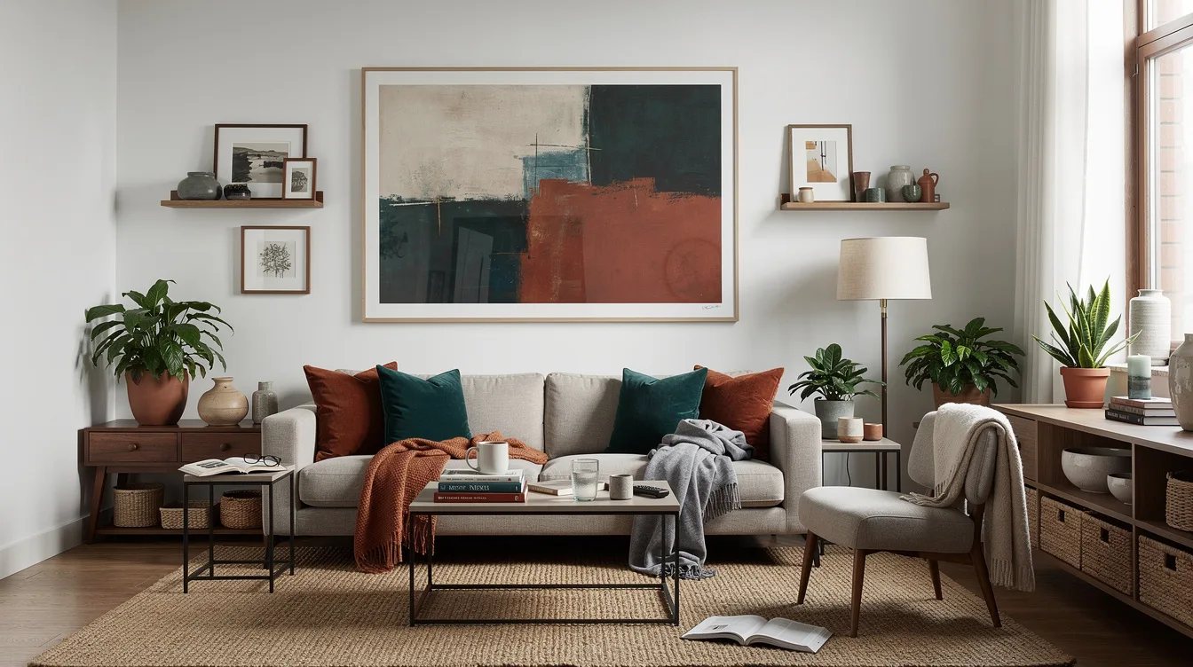 Hang One Oversized Print Above the Sofa