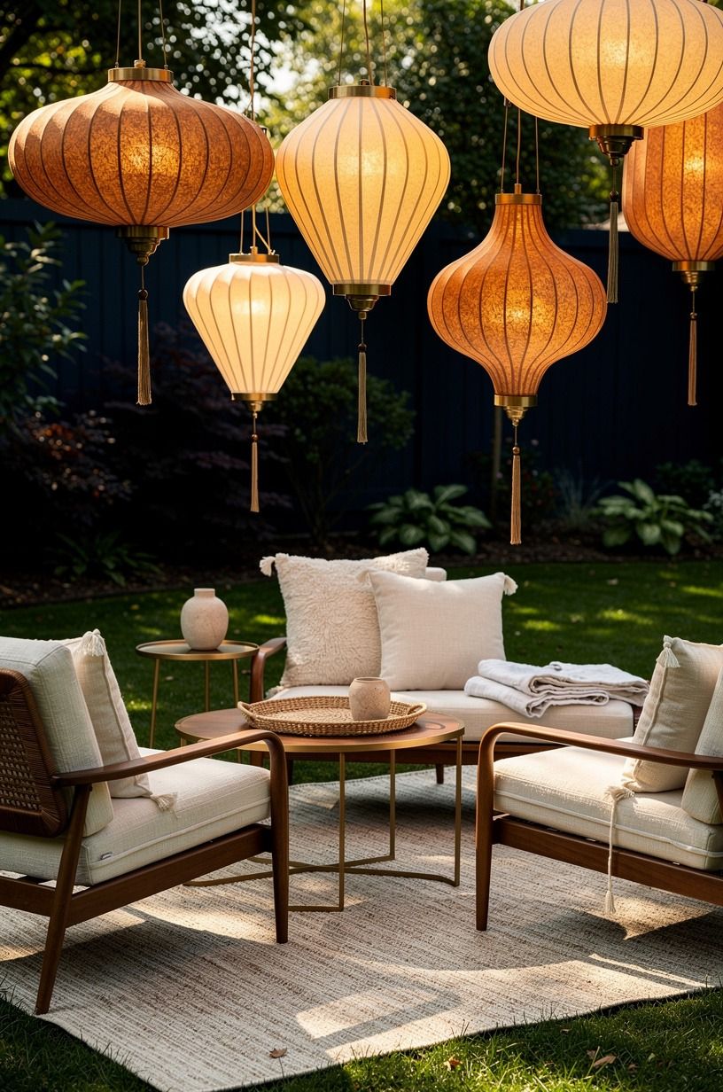 Fold warm paper lanterns for softer light