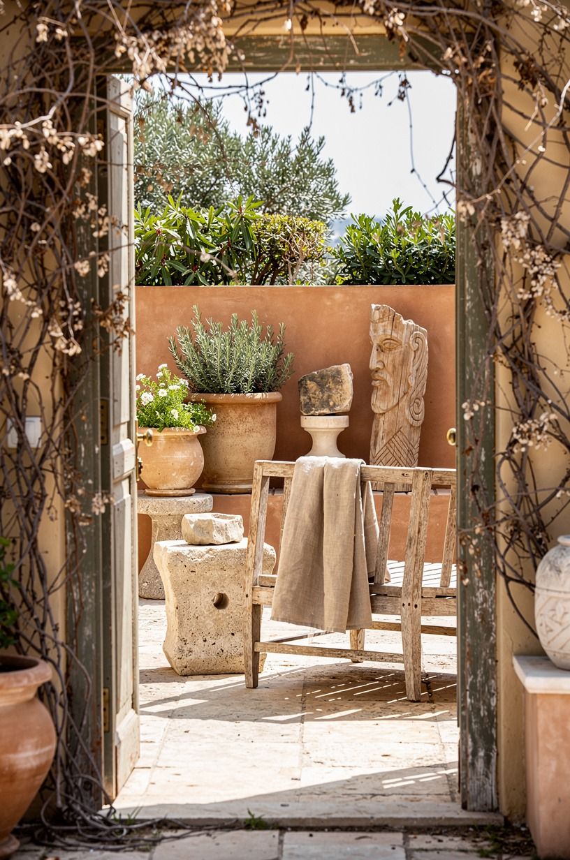 Frame a doorway with dried vines