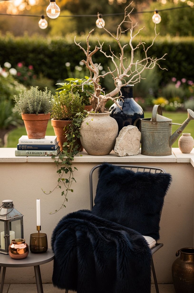 Style the mantel with garden textures