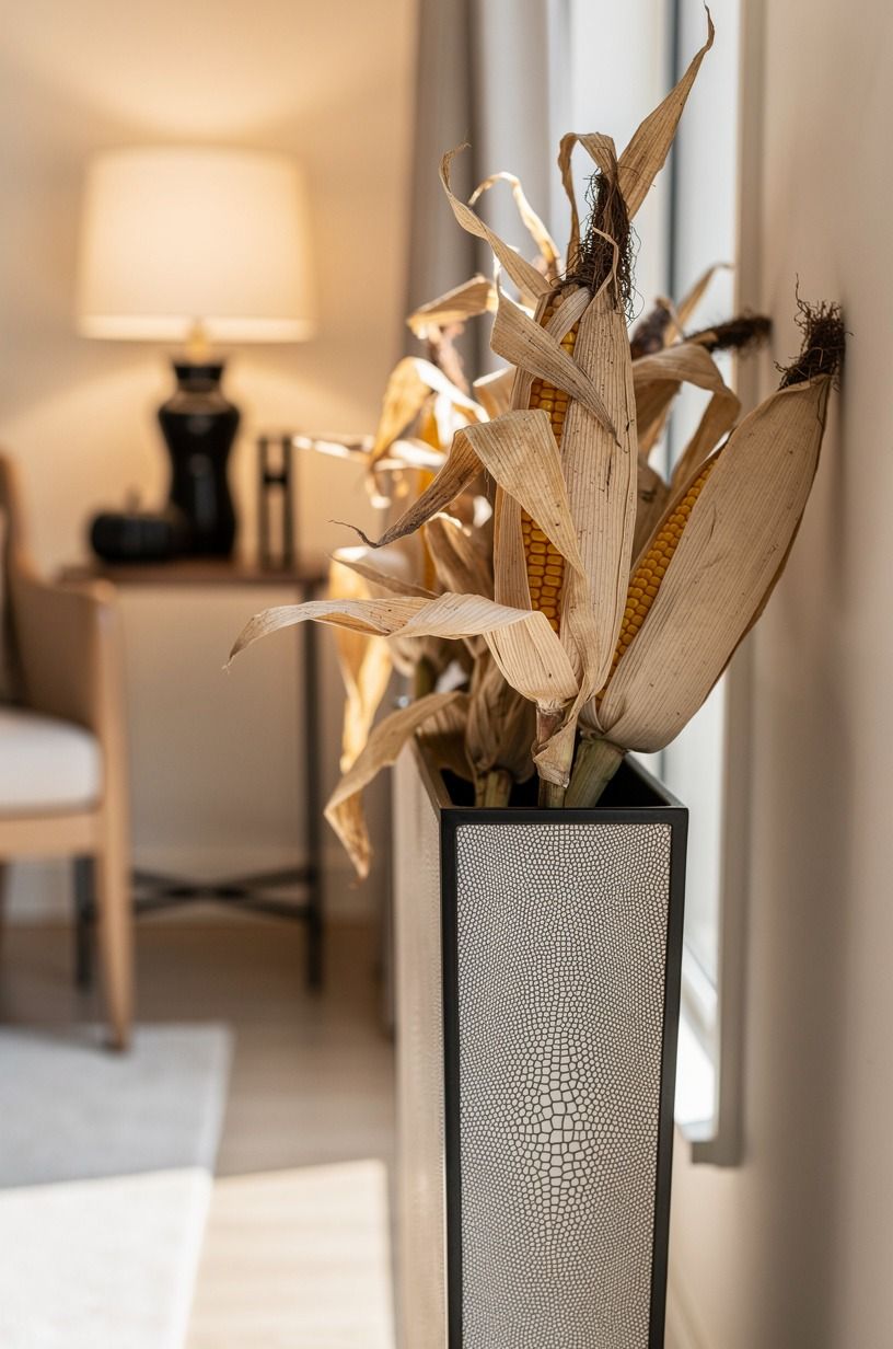 Tuck Cornstalks Into a Narrow Planter