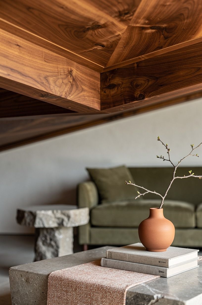 Add a warm wood ceiling detail without construction