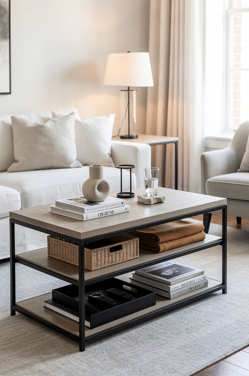 Style the cocktail table with three useful layers