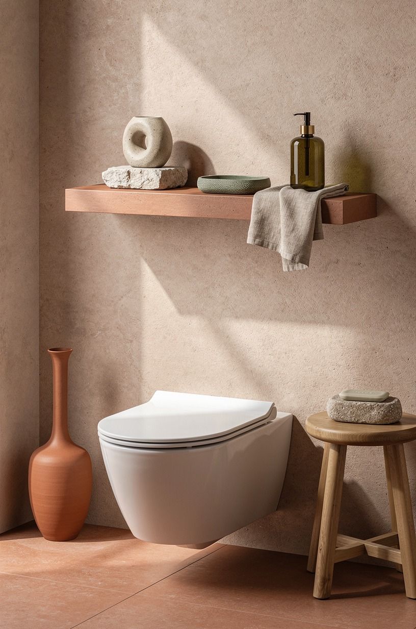 Float one shelf above the toilet