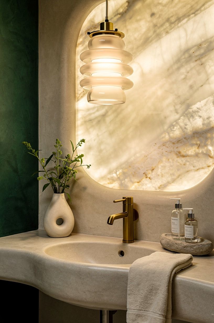 Hang a warm light stack above the sink