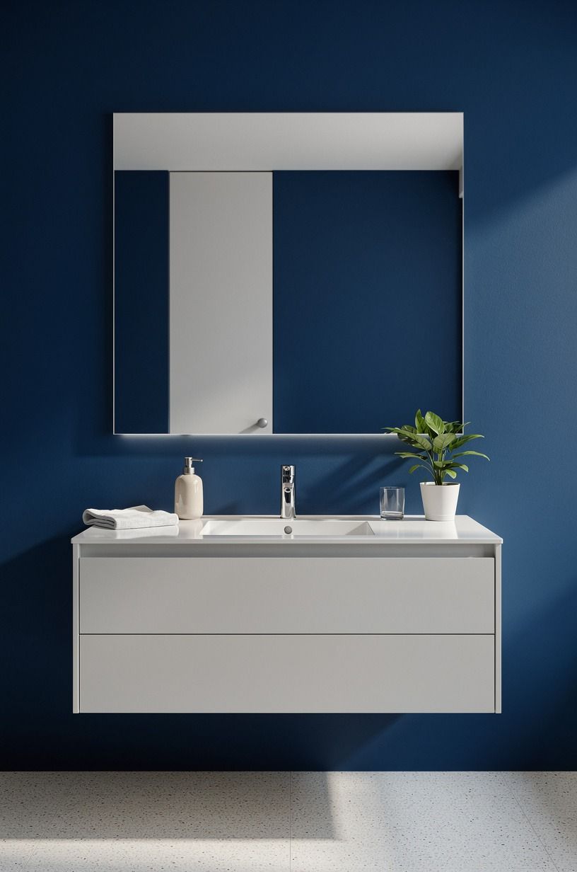 Keep the floor quiet under a bold wall