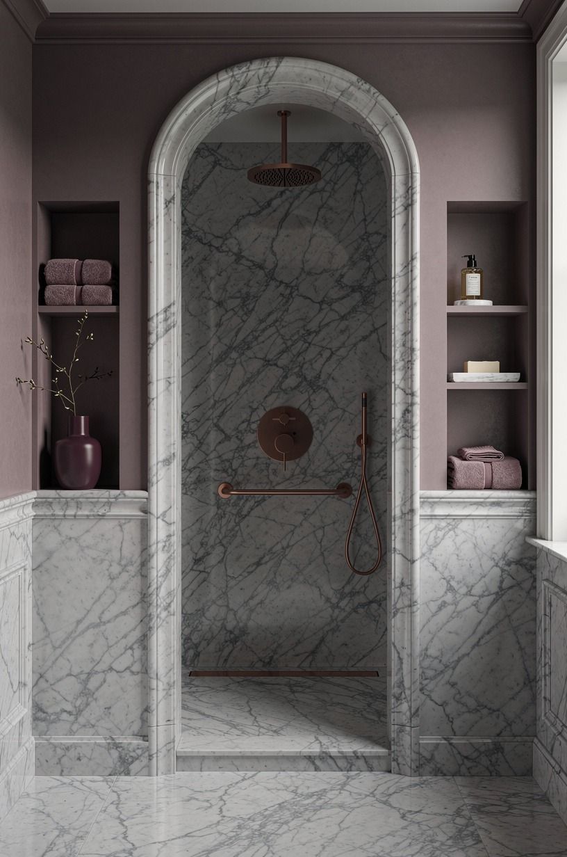 Frame the cave style shower with a deep reveal