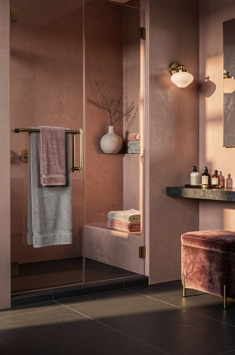 Hang towels at the right open shower height