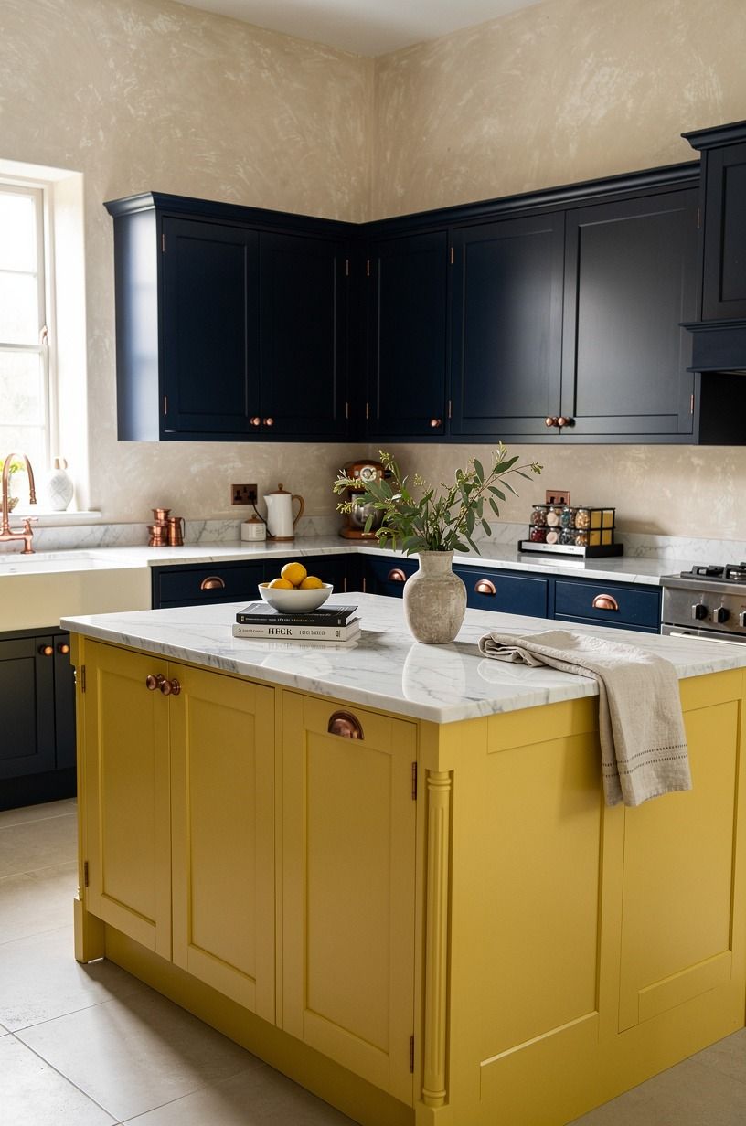 Paint the island in butter-yellow enamel