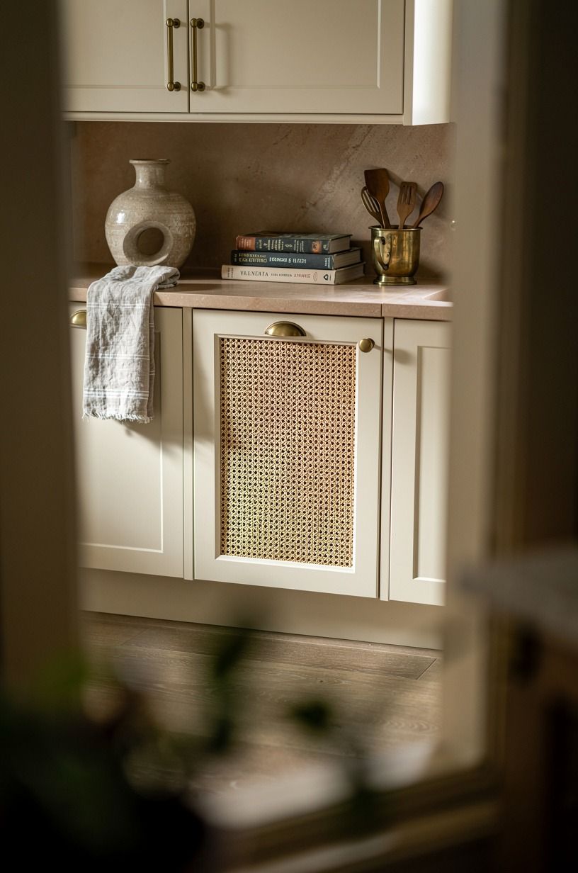 Replace one cabinet door with cane