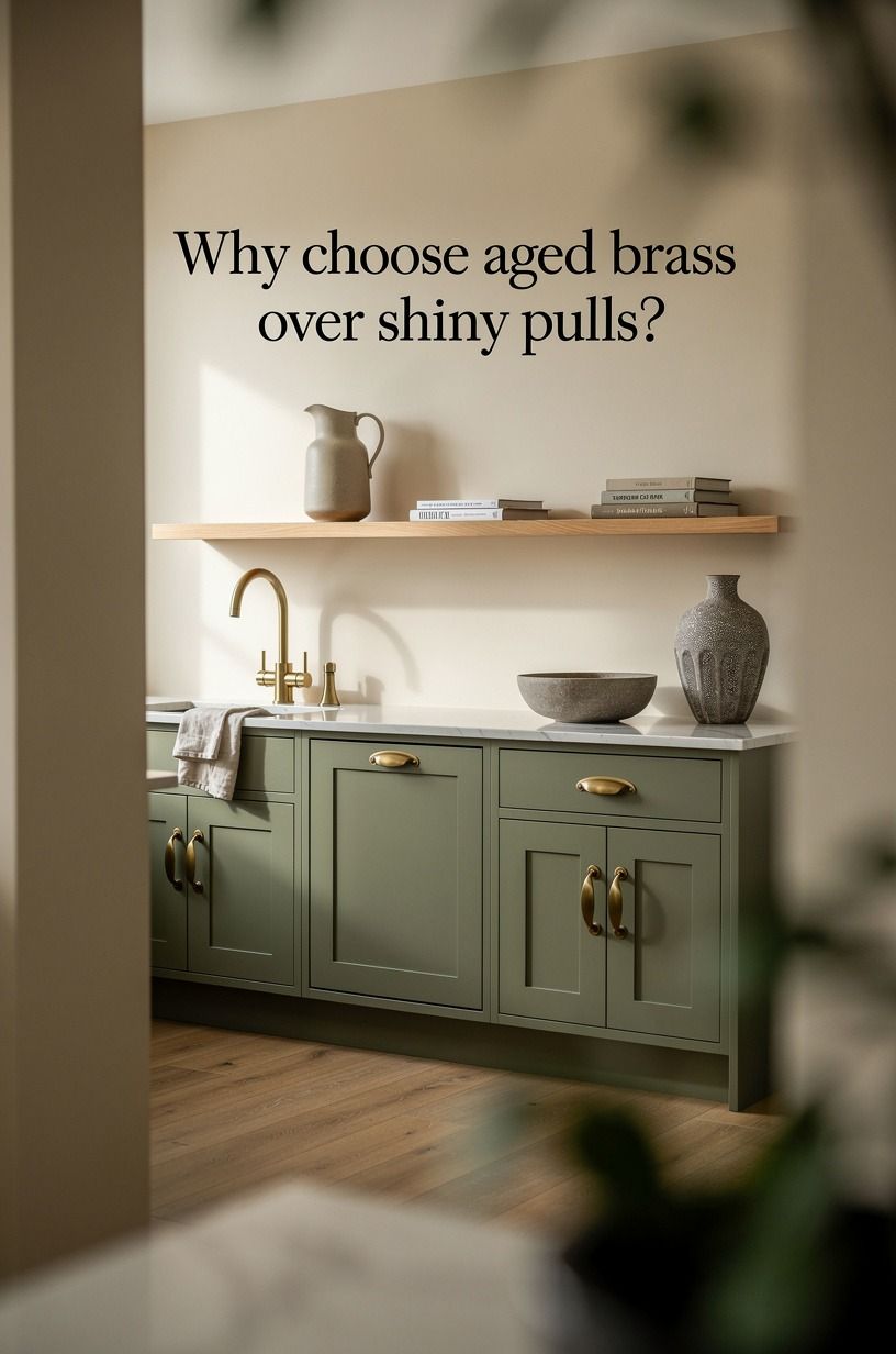 Why choose aged brass over shiny pulls?