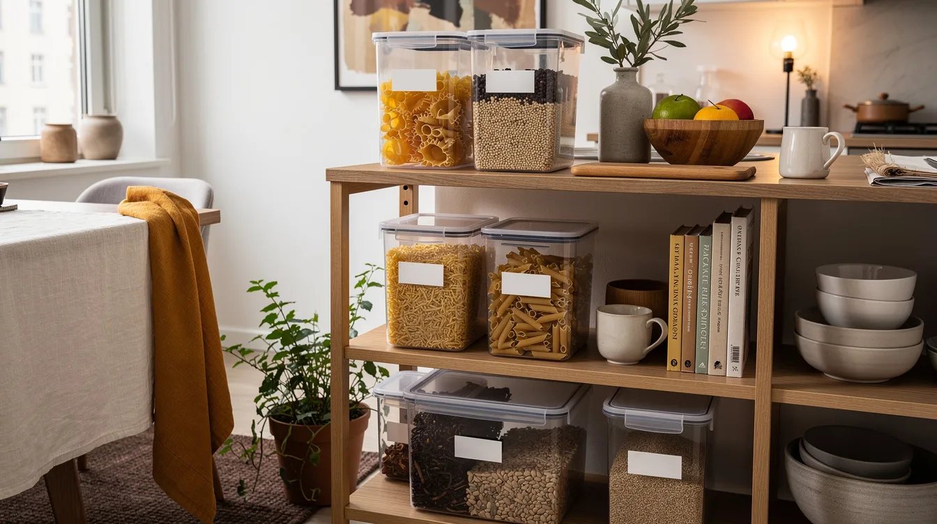 Pair Clear Pantry Containers With White Labels