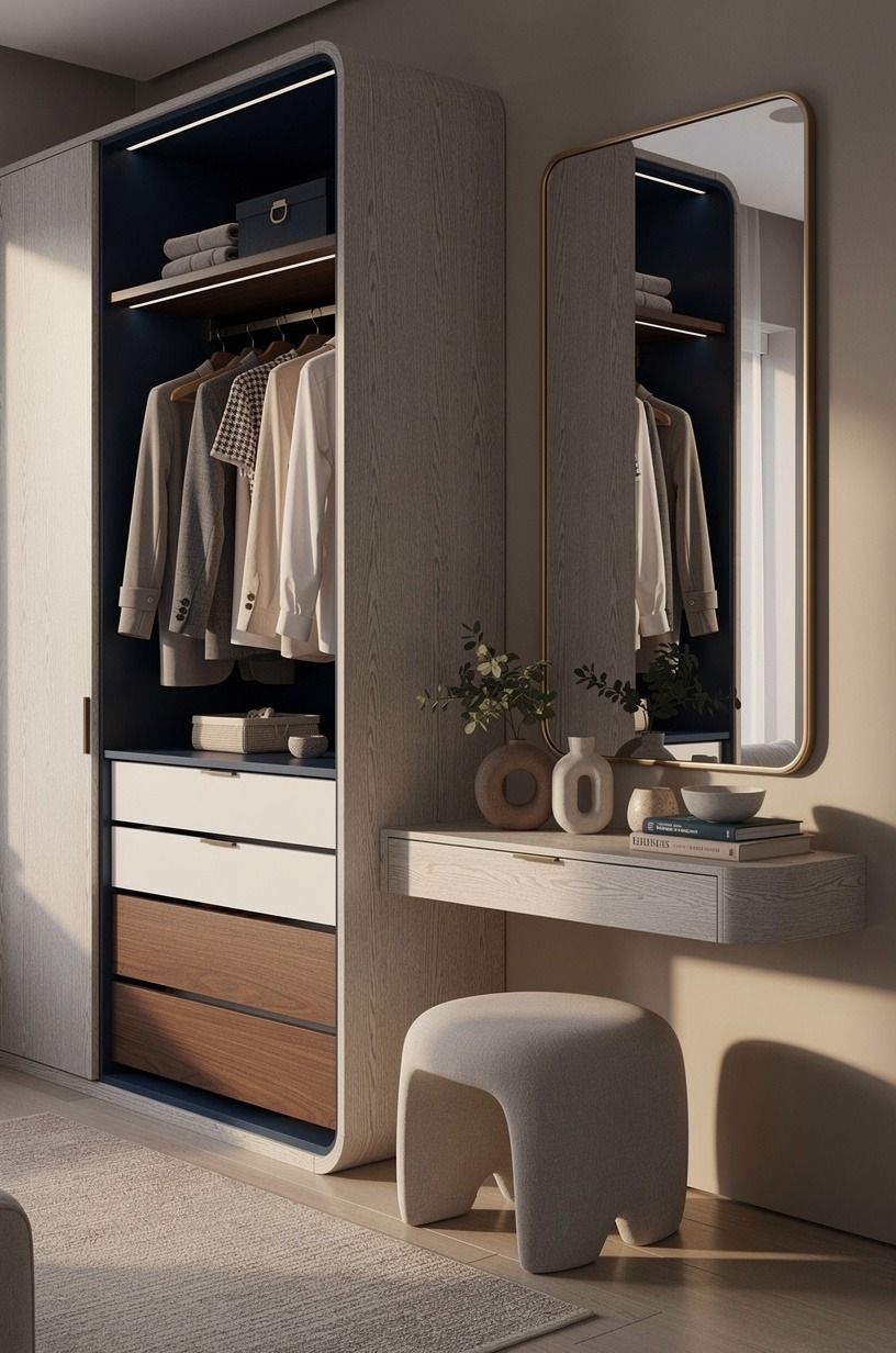 Frame the mirror with unlacquered brass
