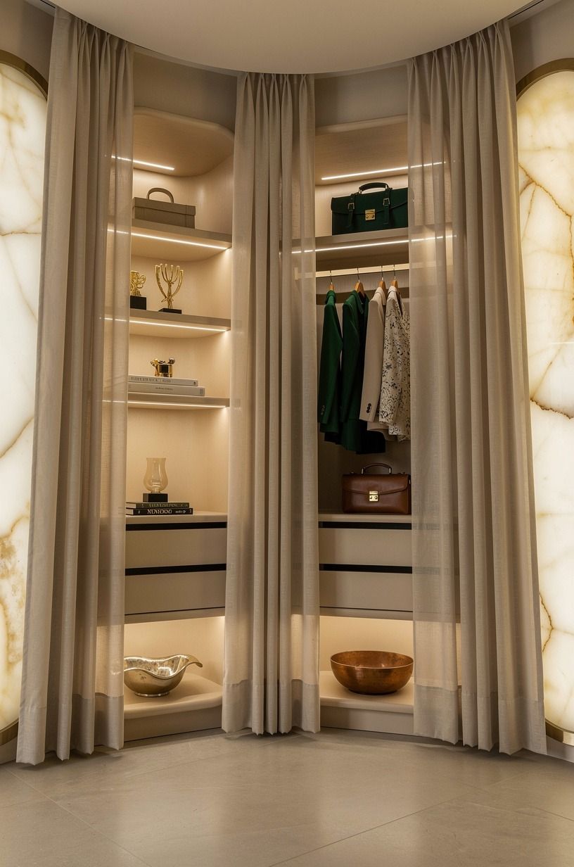 Hang curtains instead of adding another cabinet