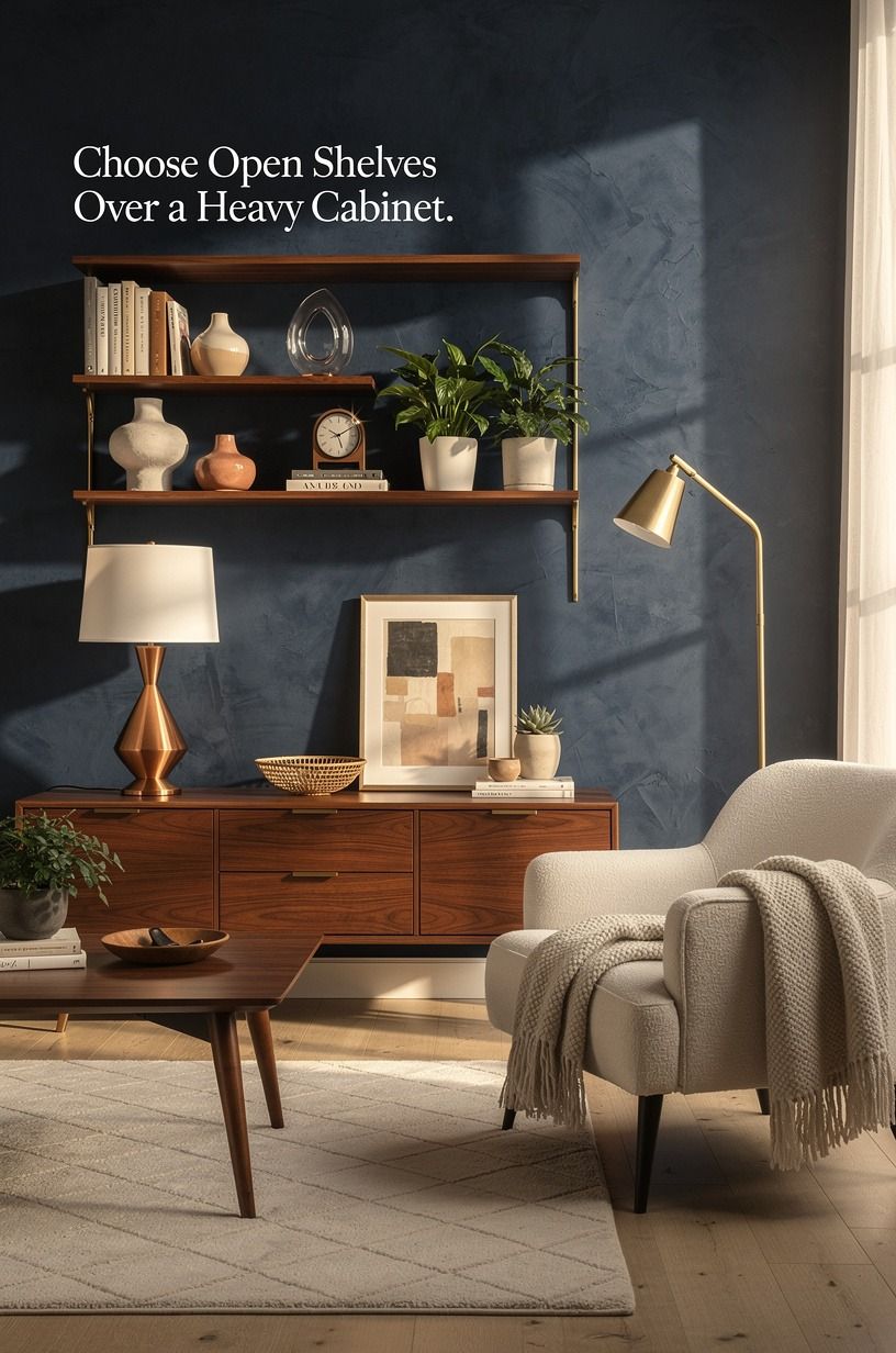 Choose Open Shelves Over a Heavy Cabinet