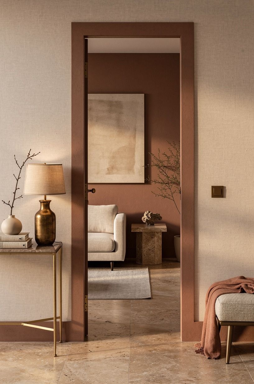 Frame the doorway with a contrast instead of a gallery