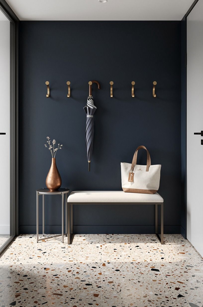 Hang brass hooks where your household can reach them