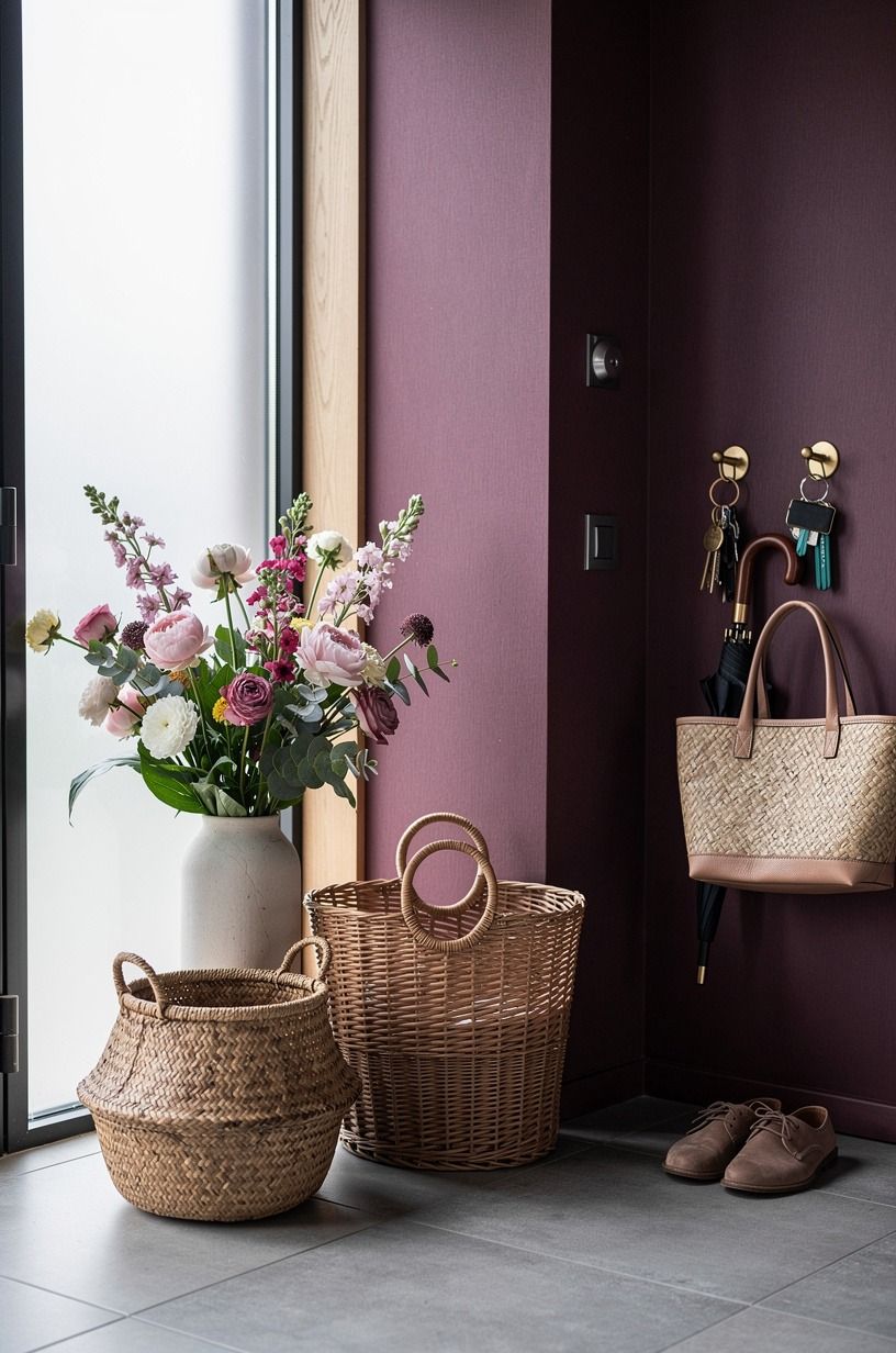 Mix florals, baskets, and one useful object