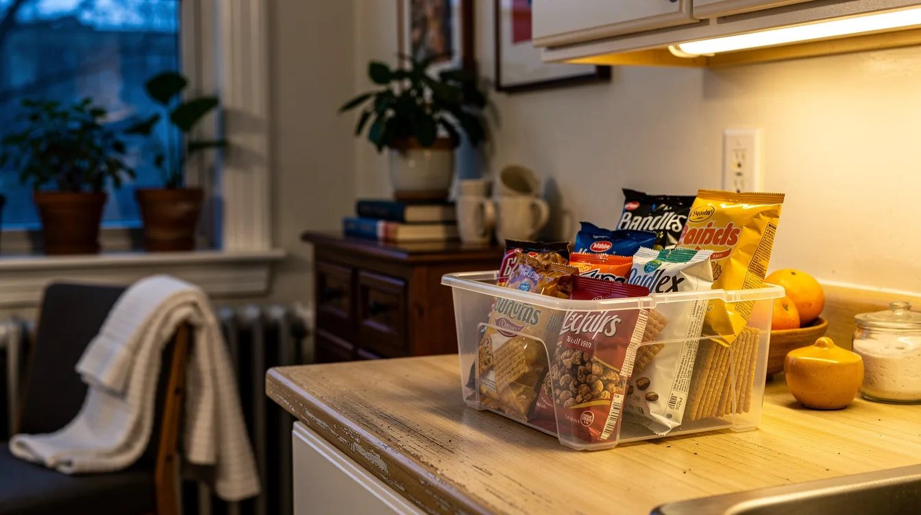 Corral Snacks in a Small Clear Bin