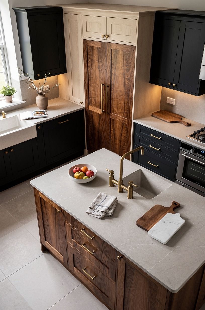 Anchor Black Cabinets with Warm White Oak