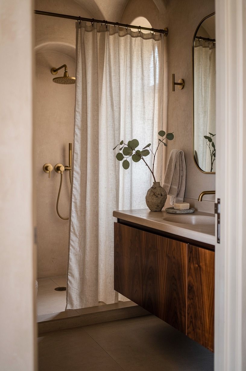 Hang Linen Instead of a Glossy Curtain