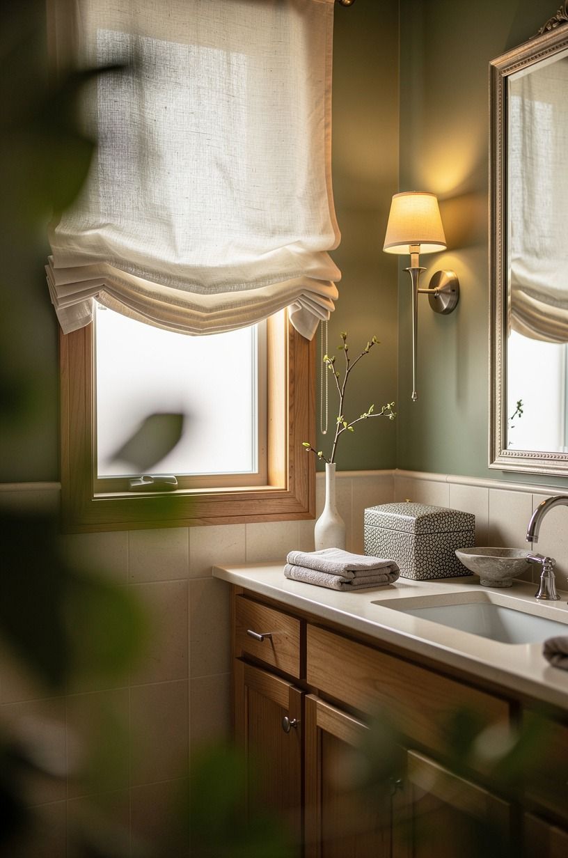 Hang a fabric shade over the window