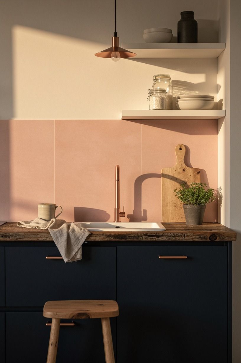 Add a blush backsplash with renter-friendly limits