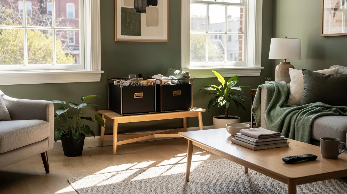 Pair Black Bins With Bronze Steel