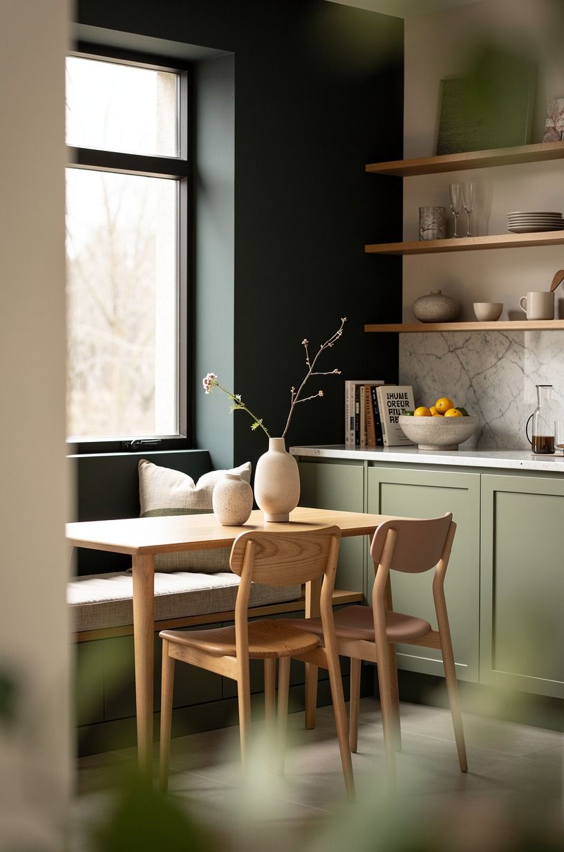 Can the breakfast nook stay light with dark walls?