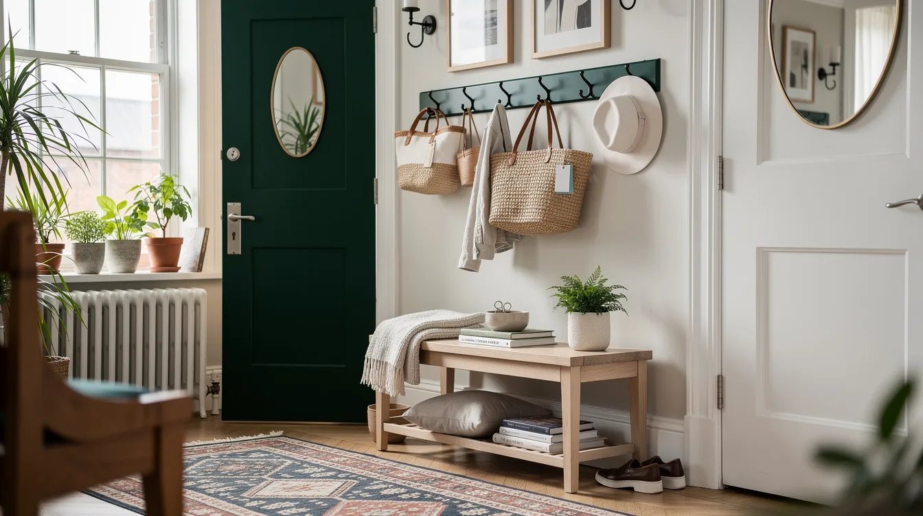 Use the Eight-Hook Rail Beside the Door