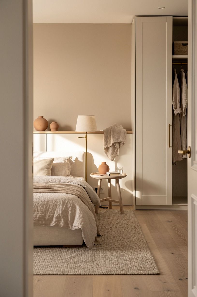 Finish the beige and white room with quiet hardware