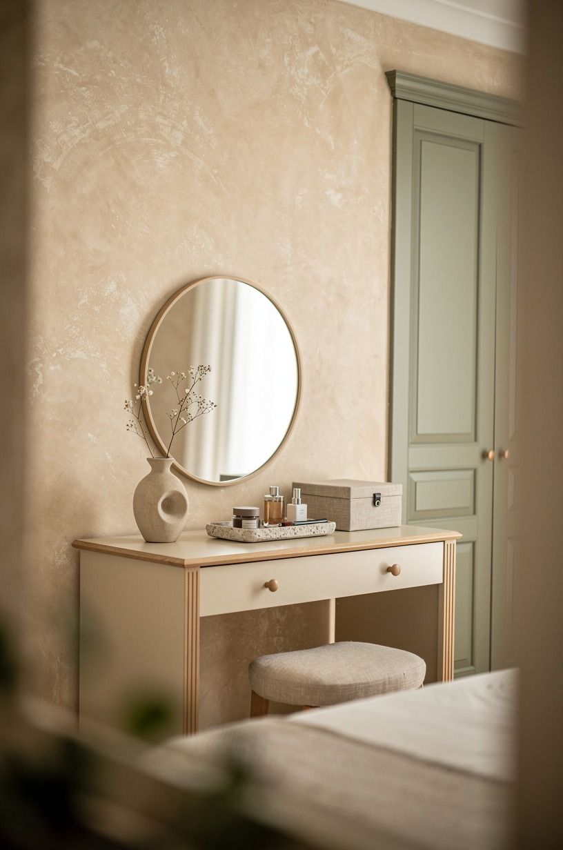Style a neutral dressing table with restraint
