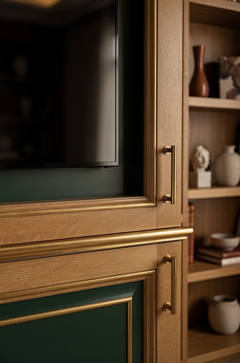A dark surround for a moody TV panel wall design
