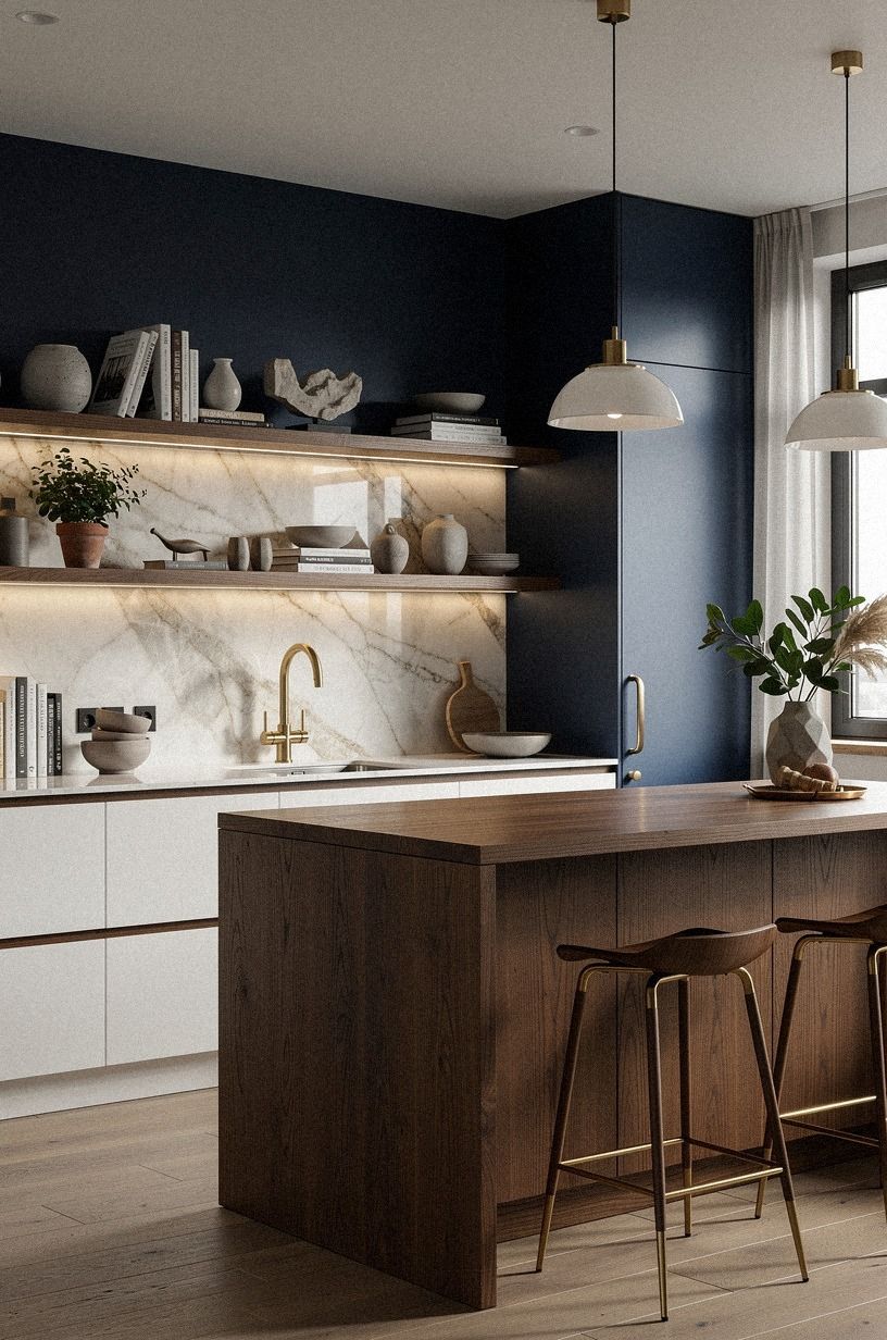 Choose oak over white laminate for the island anchor