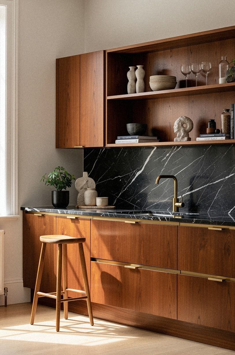 Layer the Two-Wood Rule for a warmer organic kitchen