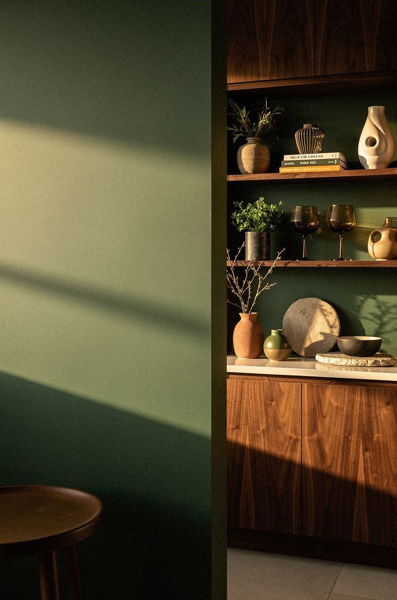 Paint the pantry wall in Evergreen Fog