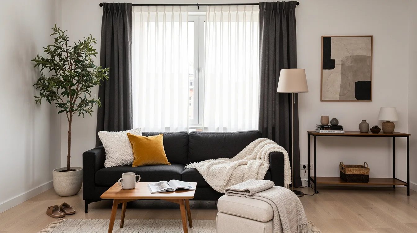Layer a 96-Inch Sheer Under Blackout Drapes