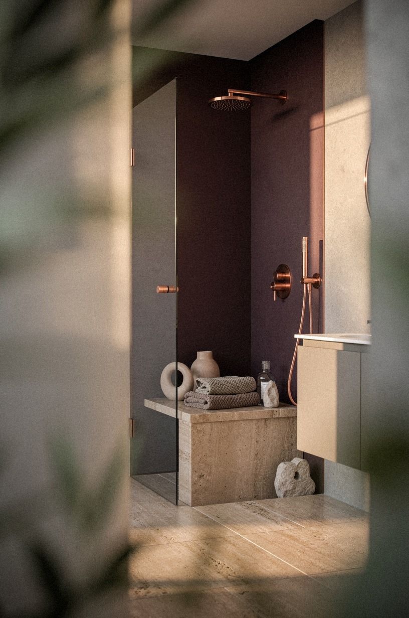 Frame the Shower with a Soft Contrast