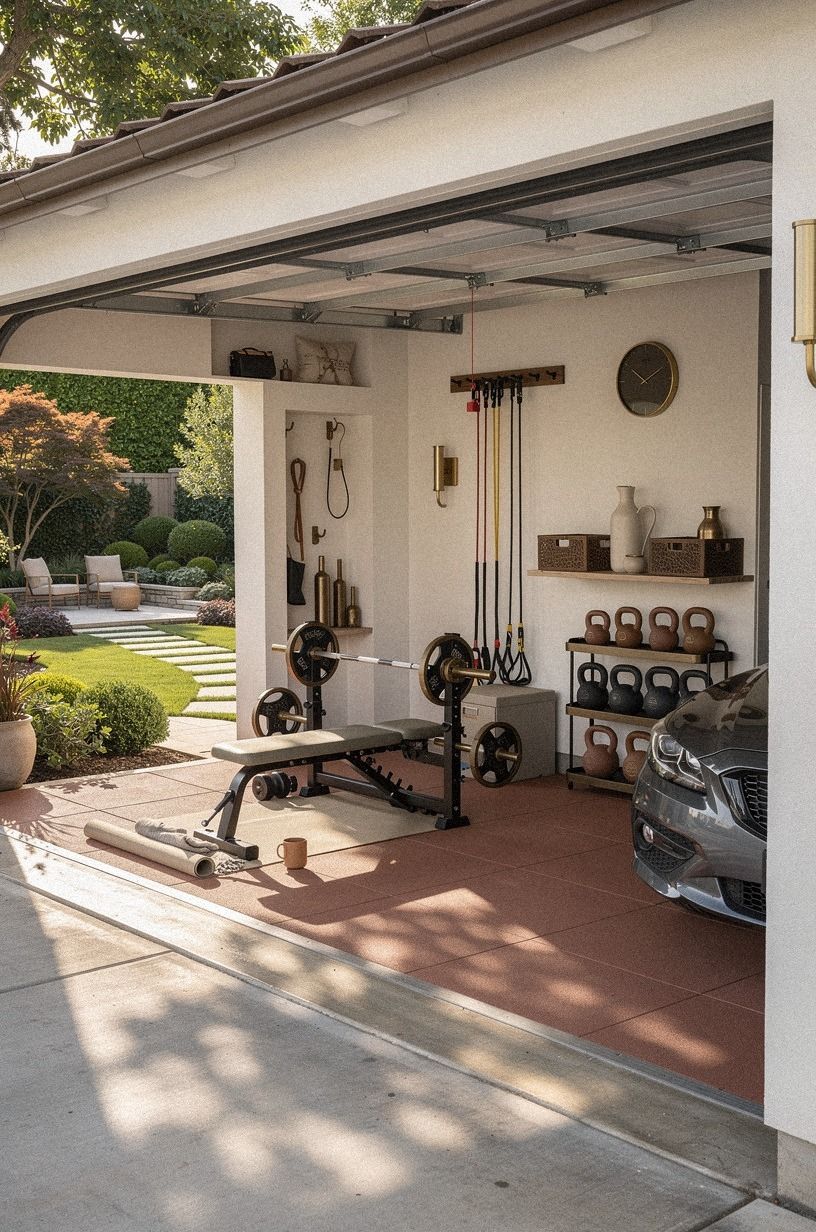Choose a Home Half Garage Gym Ideas Layout