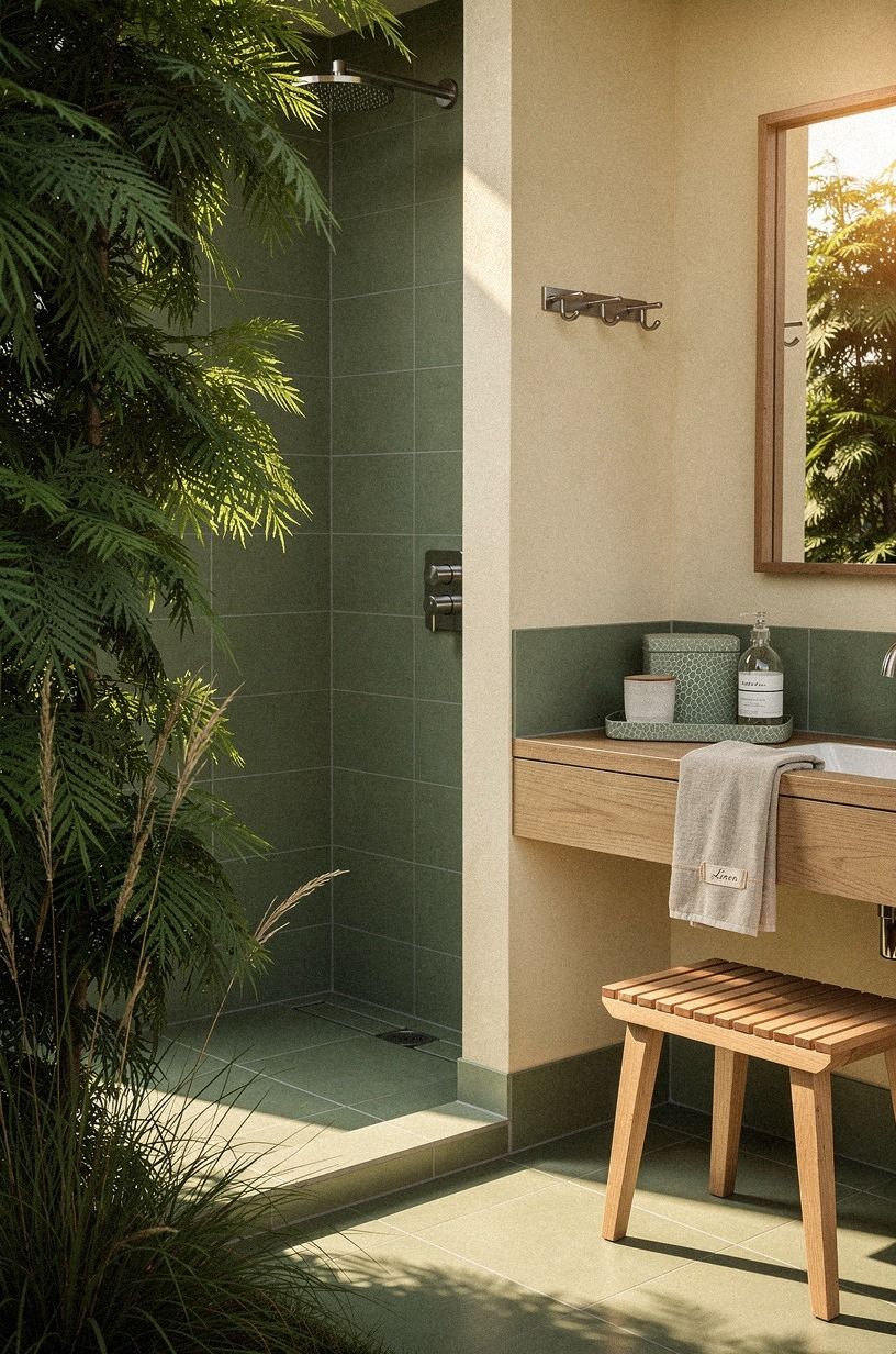 Plant a soft screen around the outdoor shower