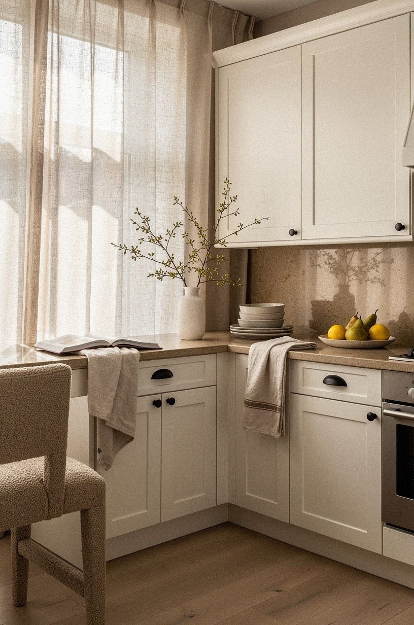 Frame the Corner With Warm Linen Curtains