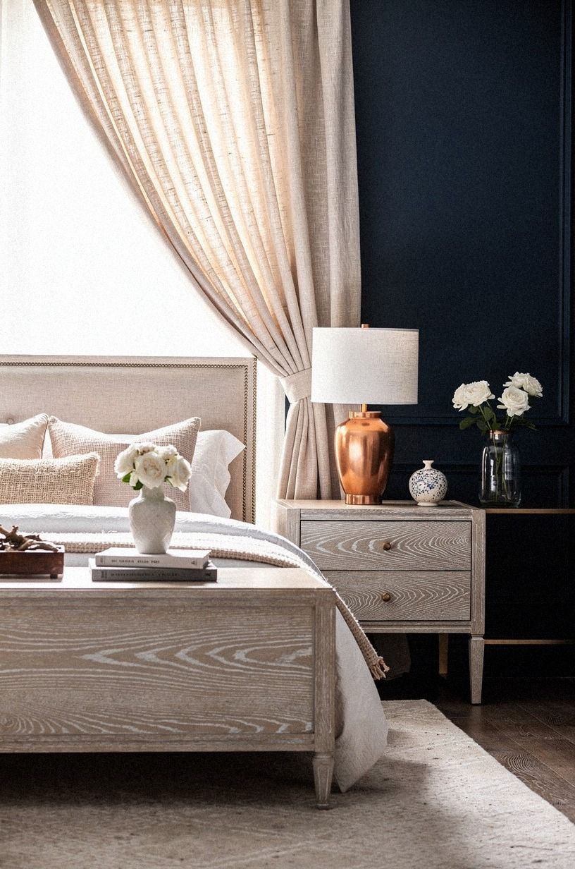 Hang linen drapes to soften the window