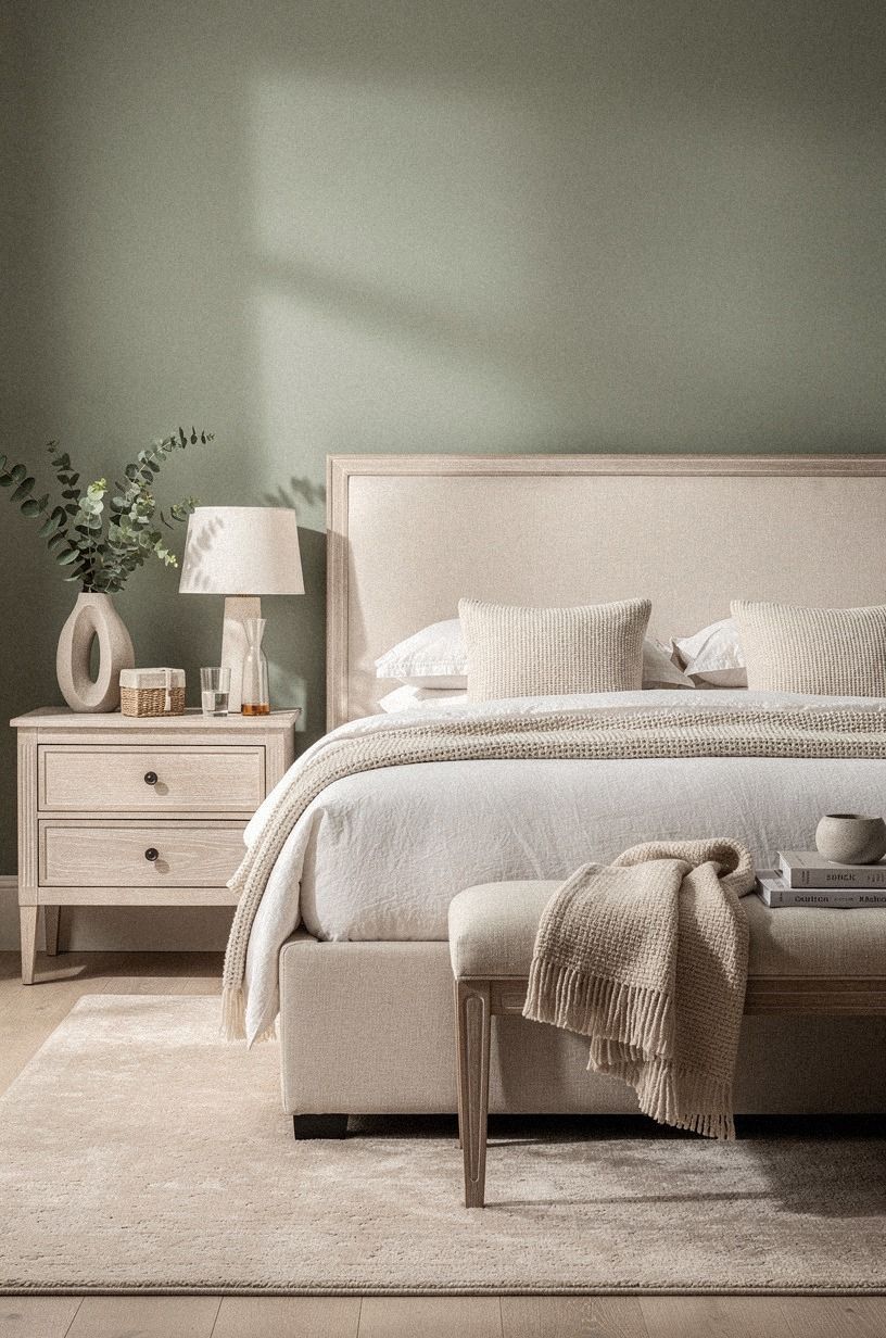 Paint the walls with a muted romantic bedroom decor base