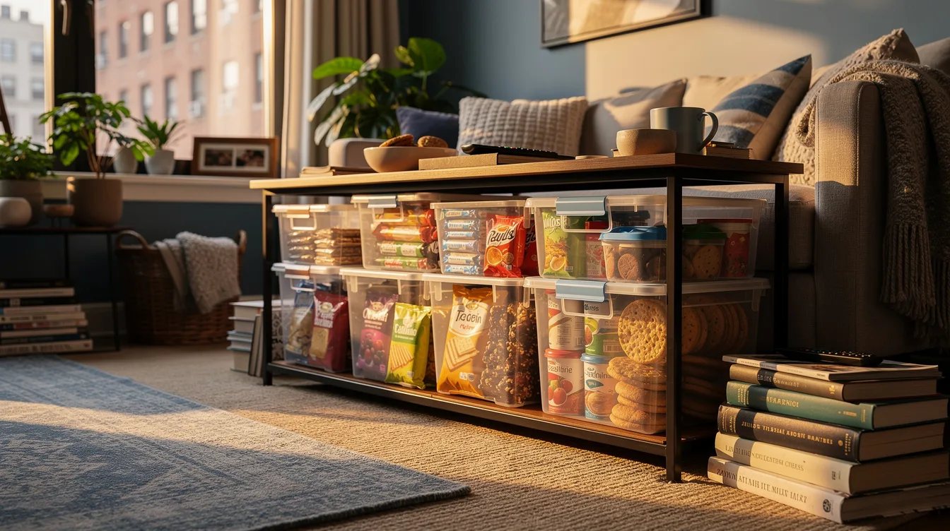 Show Snacks in Clear Utility Bins