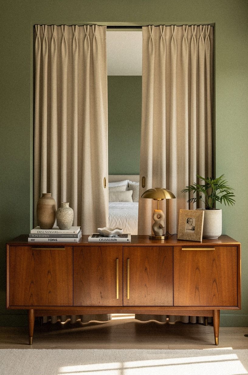 Hang curtains over doors instead of adding another cabinet