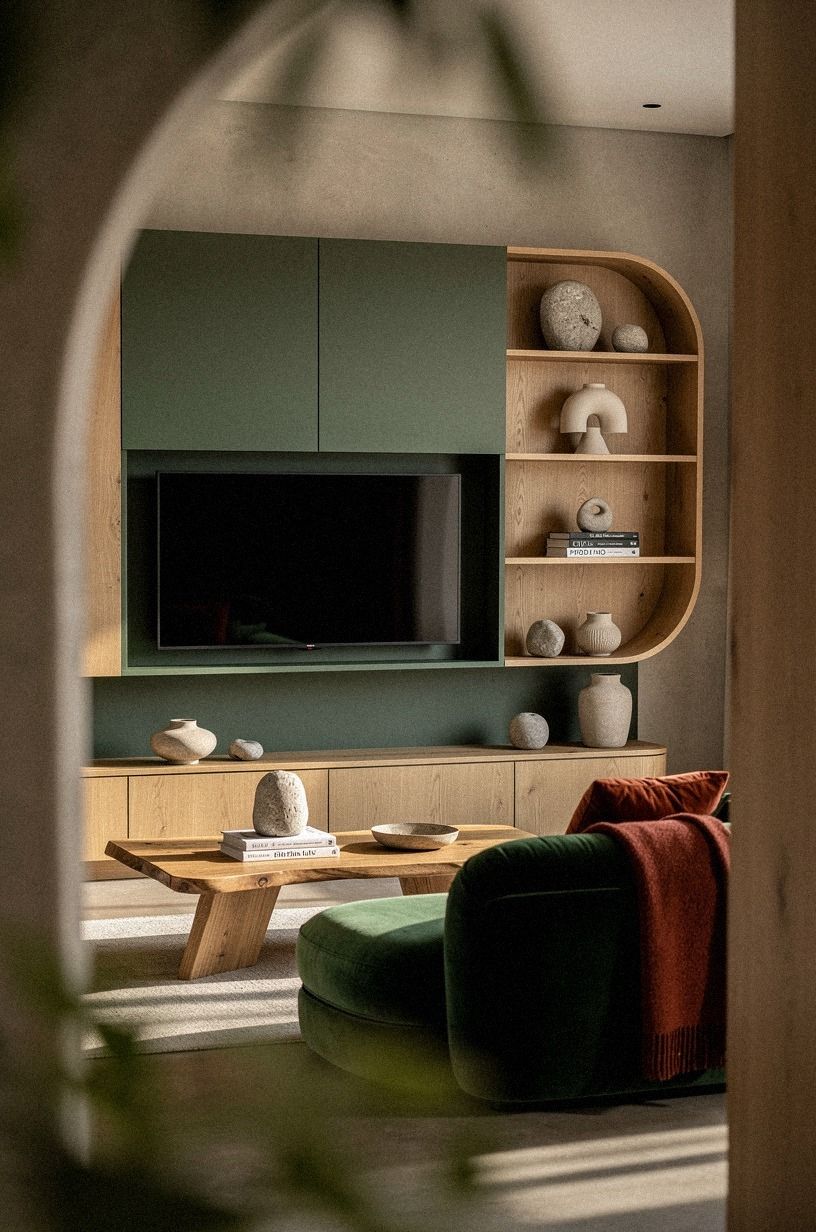 Can a minimalist media wall look warm?