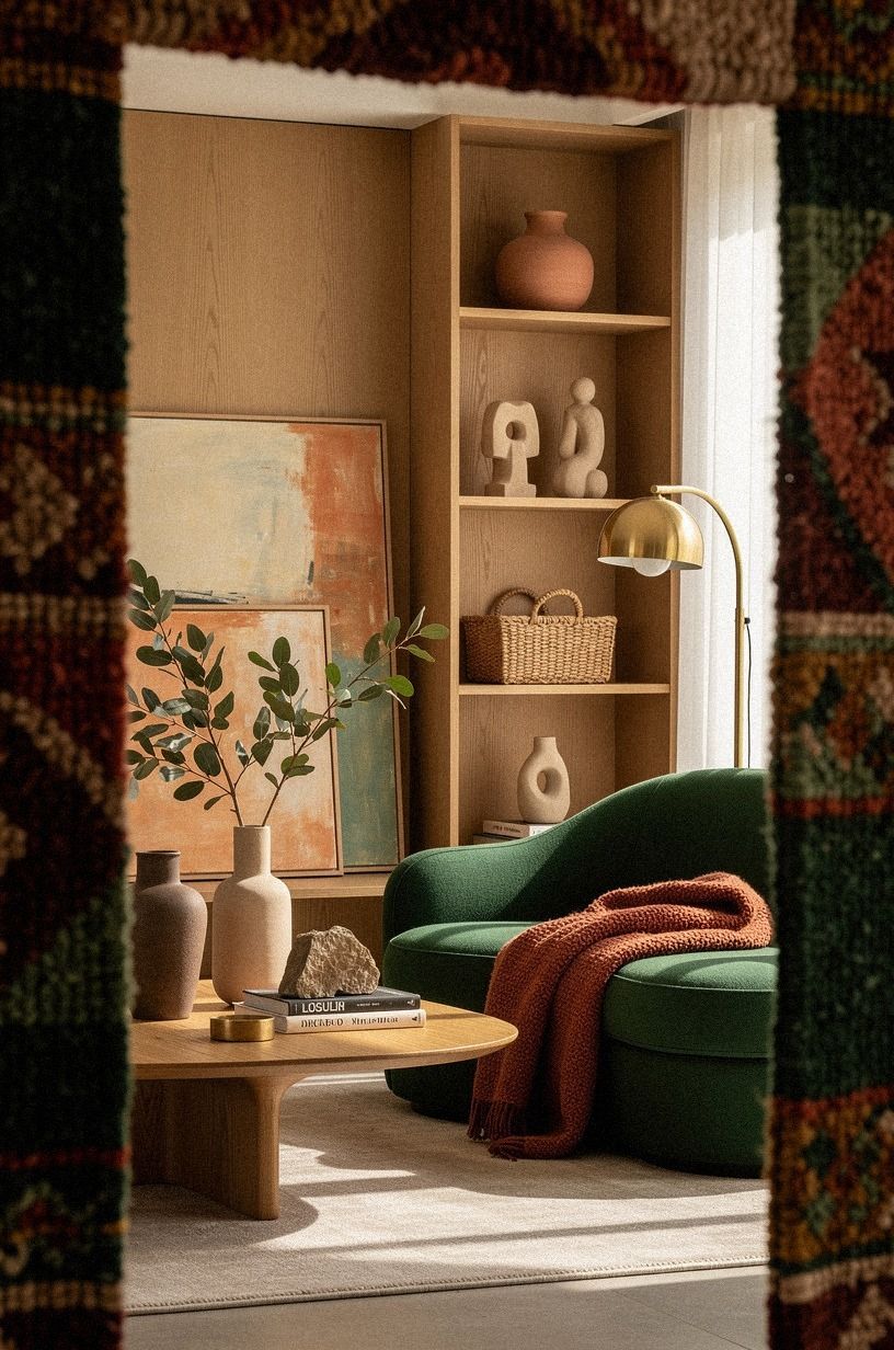 Frame the screen with one large textile