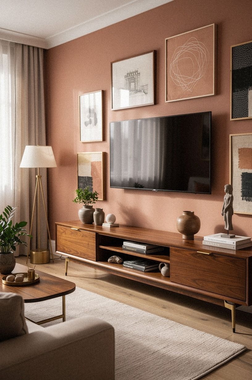 Hang art around the television with restraint